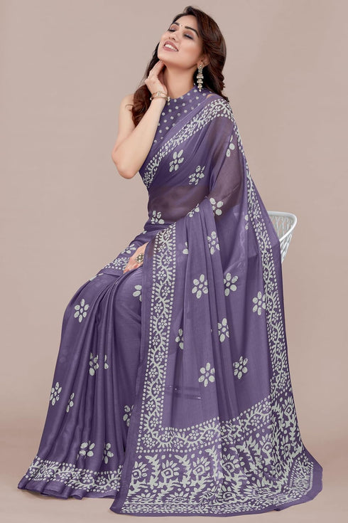 Vasthrlay Fashion Chiffon Printed Parrot Ethnic Wear
