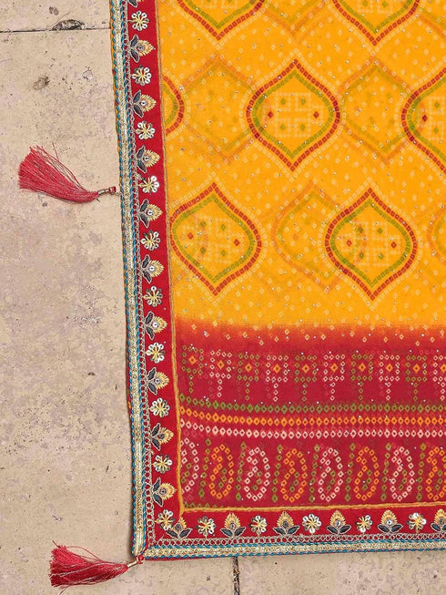 Vasthrlay Georgette Embroidery Unstitched Red Saree