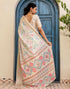 Vasthrlay Womens Printed Unstitched Beige Saree