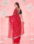 Vasthrlay Embroidery Scalloped Unstitched Red Saree