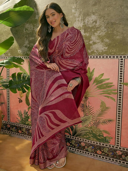 Vasthrlay Womens Printed Unstitched Beige Saree