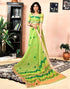 Vasthrlay Womens Printed Light Green Saree With Unstitched Blouse Piece