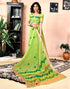 Vasthrlay Womens Printed Unstitched Dark Green Saree