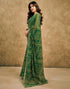 Vasthrlay Georgette Bandhani Dark Green Saree With Unstitched Blouse Piece