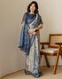 Vasthrlay Womens Printed Grey Saree With Unstitched Blouse Piece