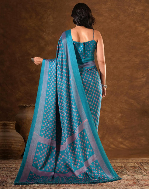 Vasthrlay Womens Printed Unstitched Brown Saree