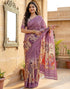 Vasthrlay Womens Printed Unstitched Navy Blue Saree