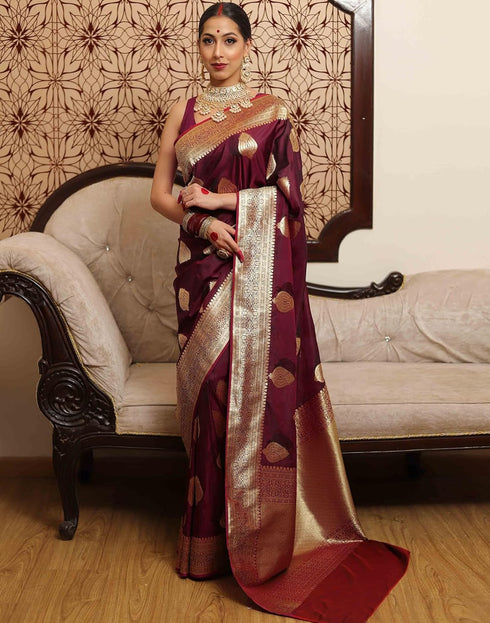 Vasthrlay Kanjivaram Banarasi Wedding Orange Saree