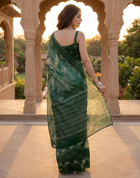 Vasthrlay Womens Printed Unstitched Dusty Pink Saree
