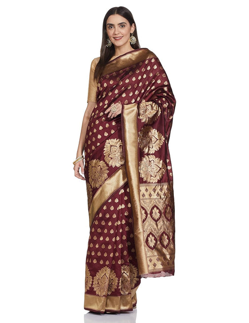 VasthrlayMaroon Banarasi Designing Pari Saree