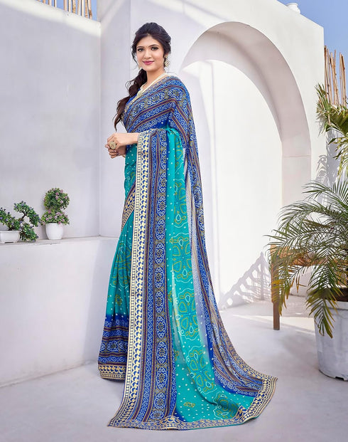 Vasthrlay Georgette Printed Jacquard Material Ethnic Wear