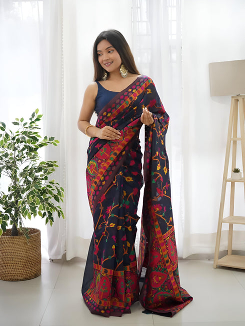 Vasthrlay Banarasi Unstitched Saree