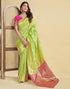 Vasthrlay Womens Jacquard Unstitched Lime Green Saree