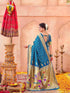 Vasthrlay Weaving Paithani Unstitched Teal Saree