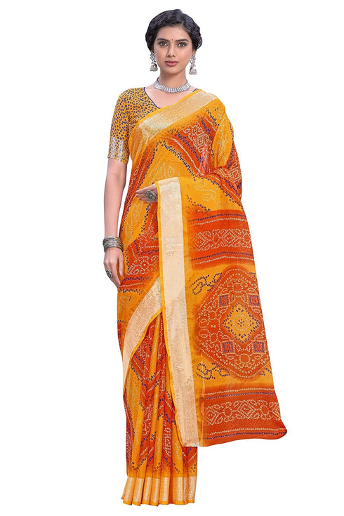 Vasthrlay Bandhani Chiffon Blue Ethnic Wear