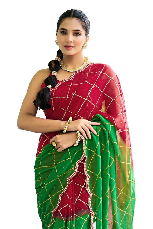 Vasthrlay Sourbh Georgette Plastic Turquoise Ethnic Wear
