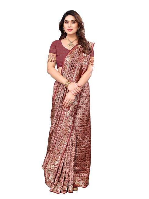 Vasthrlay Kanjivaram Unstitched Saree