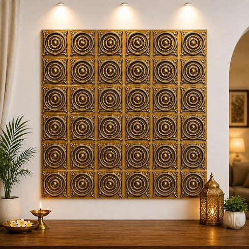 SATYAM KRAFT Ganpati Bappa Backdrop | janmashtami Decor | Wall Panels (9 pcs set)