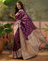 Vasthrlay Kanjivaram Jacquard Purple Saree With Unstitched Blouse Piece