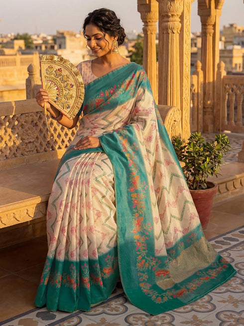 Vasthrlay Printed Coral Saree