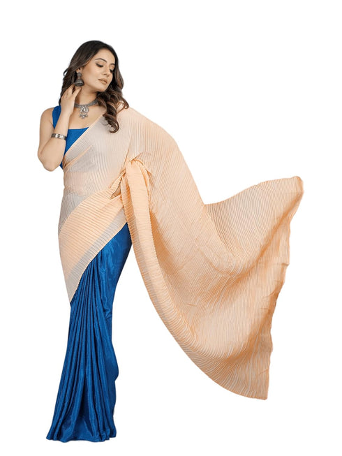 VasthrlayCrushed Pleated Unstitched Yellow Free Ethnic Wear