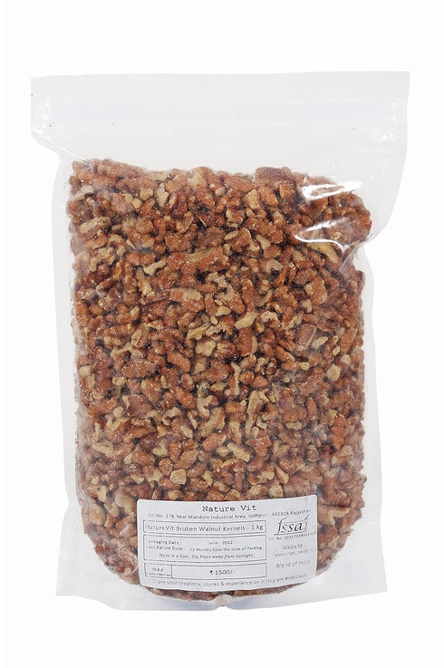 NatureVit Broken Walnut Kernels Akhrot Without Shell, Natural