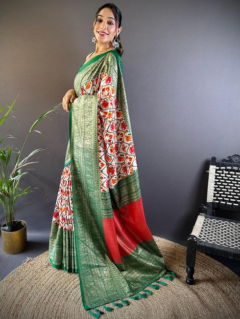 Vasthrlay Chanderi Printed Unstitched Ethnic Wear