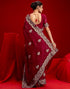 Vasthrlay Embroidery Scalloped Unstitched Maroon Saree