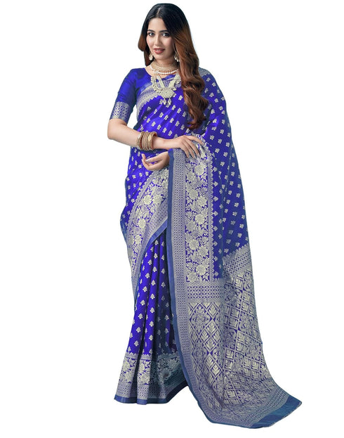 Vasthrlay Banarasi Jacquard Unstitched Yellow Saree