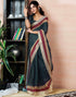 Vasthrlay Womens Printed Unstitched Dark Green Saree