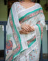 Vasthrlay Womens Printed Unstitched Light Green Saree