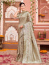 Vasthrlay Womens Weaving Dark Beige Saree With Unstitched Blouse Piece