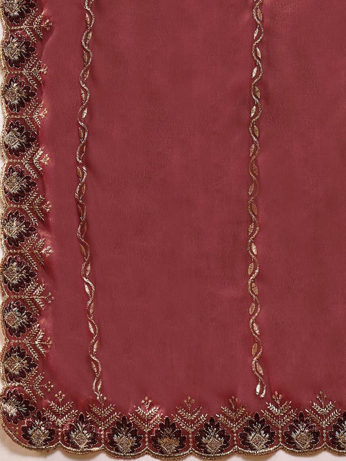 Vasthrlay Georgette Embroidery Peach Saree