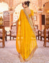 Vasthrlay Embroidery Georgette Light Yellow Saree With Unstitched Blouse Piece