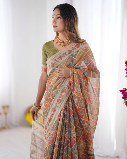 Vasthrlay Handloom Geometric Tassels Saree