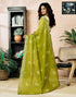 Vasthrlay Womens Printed Unstitched Olive Green Saree