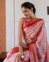Vasthrlay Womens Printed Red Saree With Unstitched Blouse Piece