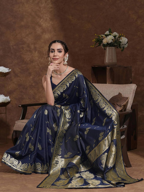 Vasthrlay Banarasi Jacquard Maroon Saree