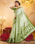 Vasthrlay Womens Printed Light Pista Green Saree With Unstitched Blouse Piece