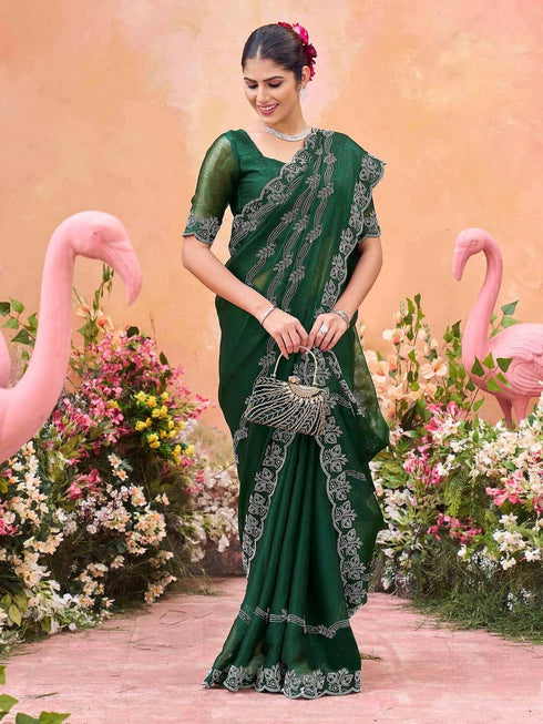 Vasthrlay Shimmer Chiffon Unstitched Maroon Saree
