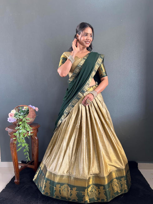 Vasthrlay Traditional Banarasi Contrasting Lemonrama