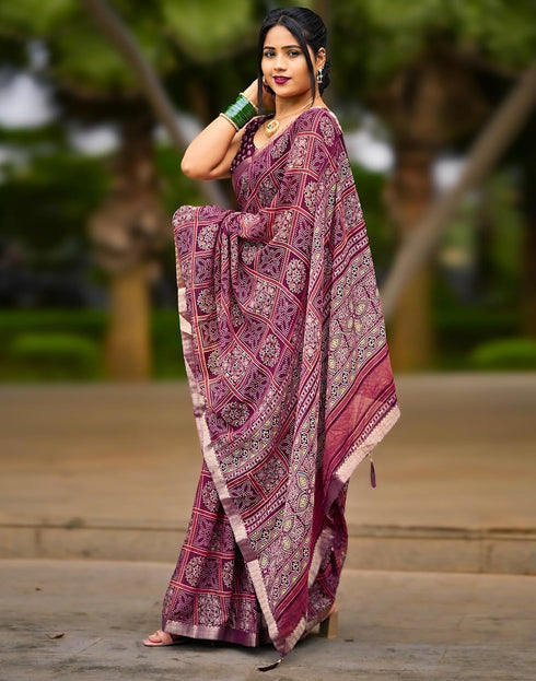 Vasthrlay Georgette Printed Unstitched Yellow Saree
