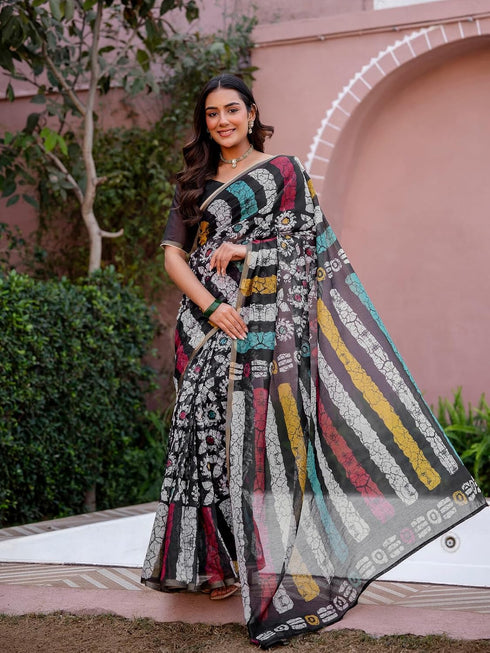 Vasthrlay Womens Printed Unstitched Dusty Pink Saree