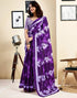 Vasthrlay Womens Printed Purple Saree With Unstitched Blouse Piece