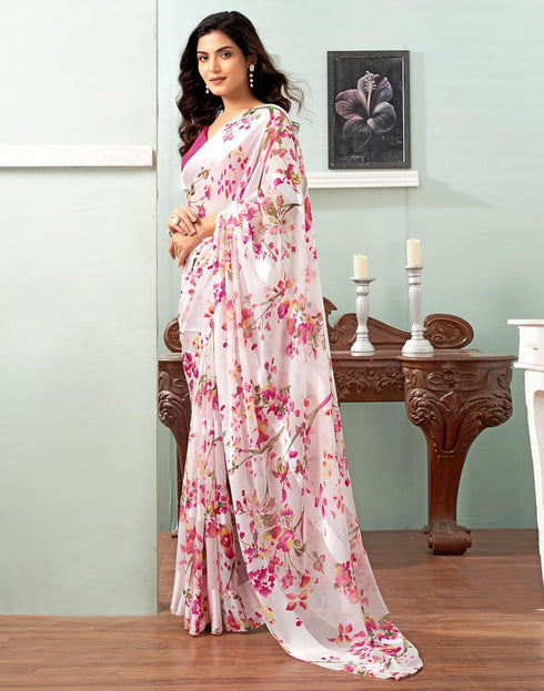 Vasthrlay Georgette Sequence Unstitched Black Saree