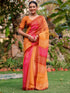 Vasthrlay Bandhani Printed Orange And Pink Saree With Unstitched Blouse Piece
