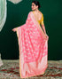 Vasthrlay Banarasi Jacquard Unstitched Pink Saree