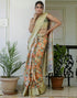 Vasthrlay Womens Striped Light Pista Green Saree With Unstitched Blouse Piece