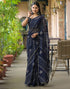Vasthrlay Georgette Bandhani Navy Blue Saree With Unstitched Blouse Piece