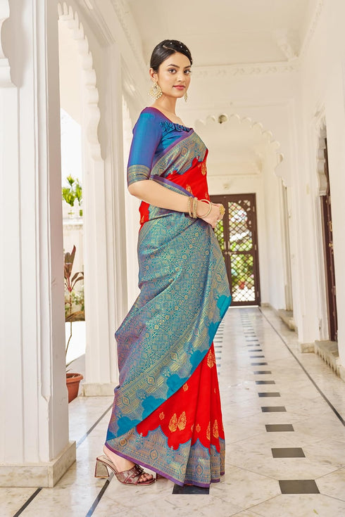 Vasthrlay Banarasi Rich Redfirozi Ethnic Wear
